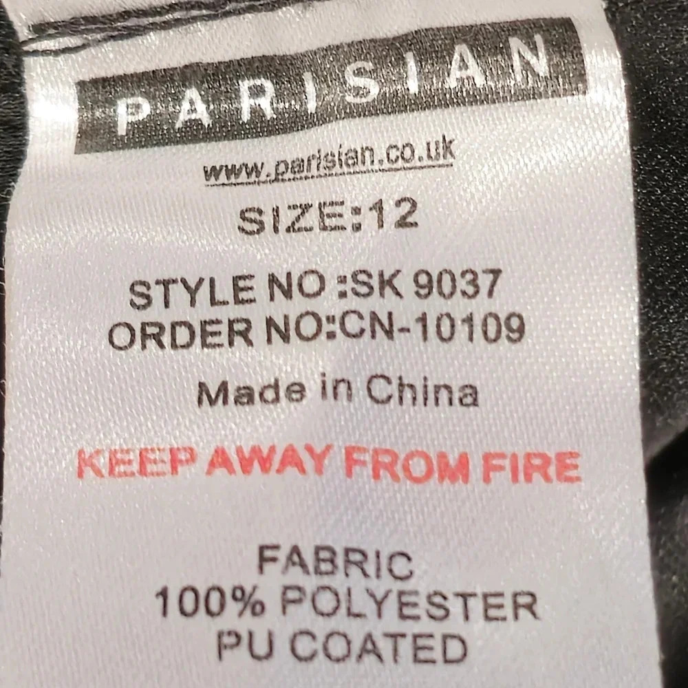 Parisian Black High Waisted Faux Leather Side Lace Up Mini Skirt Size 12 - Picture 4 of 9